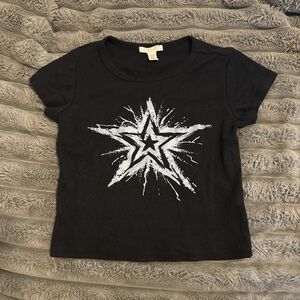 Full Tilt Black Star Graphic Crop Top